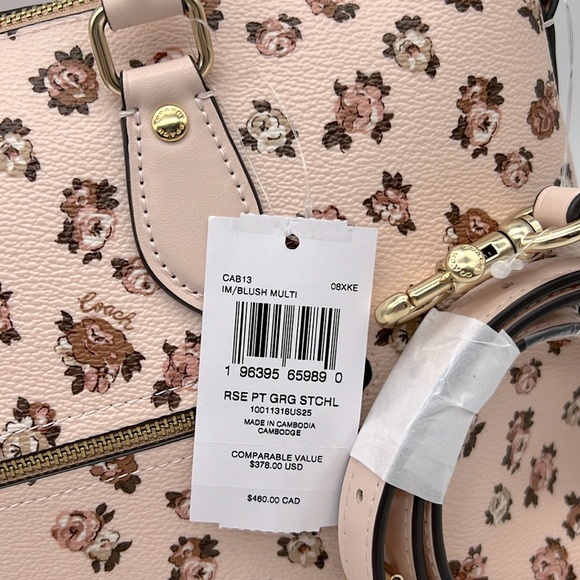 Coach Georgia Satchel Bag With Rose Print GOLD/BLUSH MULTI - Picture 11 of 15